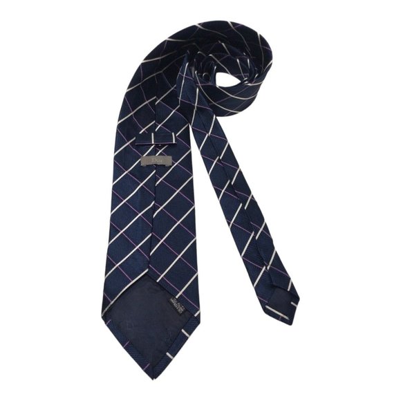 DIOR Blue Plaids & Checks Silk Tie Made In Italy 61"/3".1/2 EX COND - Picture 3 of 9
